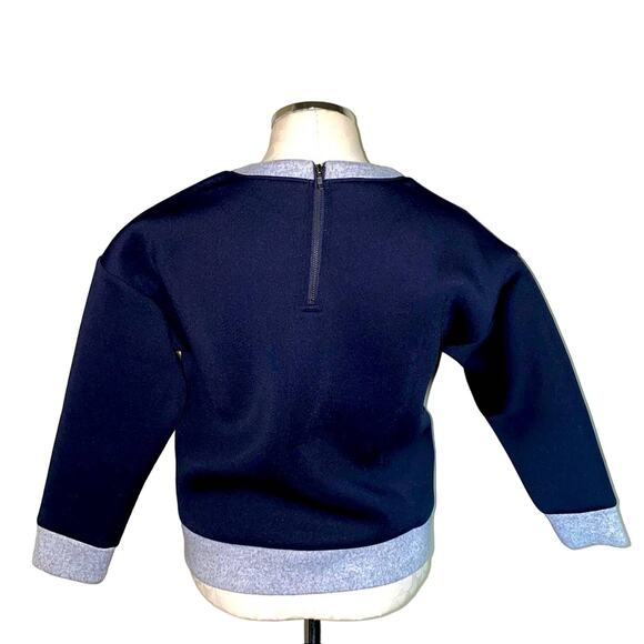 Lucca Anthropologie Pullover Sweatshirt sweater navy blue with grey trim XS - Picture 3 of 9